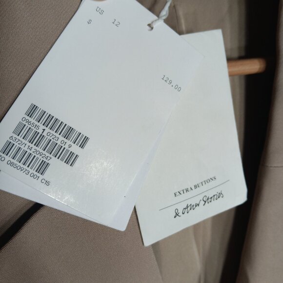 & Other Stories Tailored Single Breasted 3-Button Blazer Viscose NWT - Picture 7 of 11